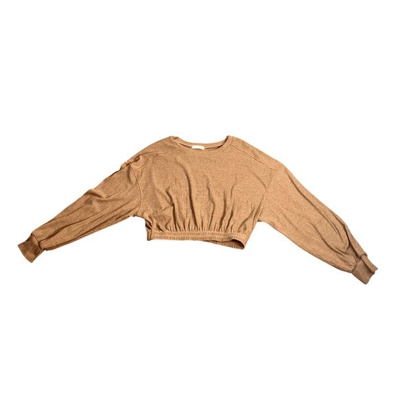 Cropped Ribbed Knit Top Miss Love Brown Womens Size M - Picture 3 of 6